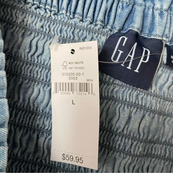 Gap Lyocell Smocked Denim Mini Skirt With Washwell In Medium Wash NWT - Picture 2 of 7